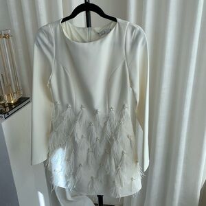 White Feathered Mini Dress